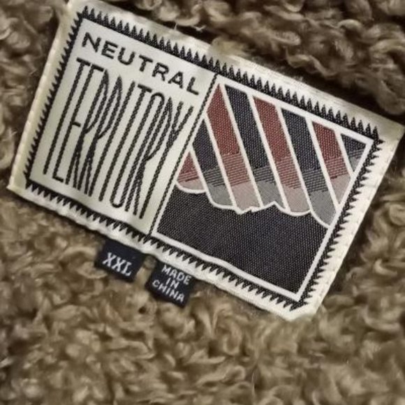 Sherpa  Leather Mens Coat - Picture 5 of 7